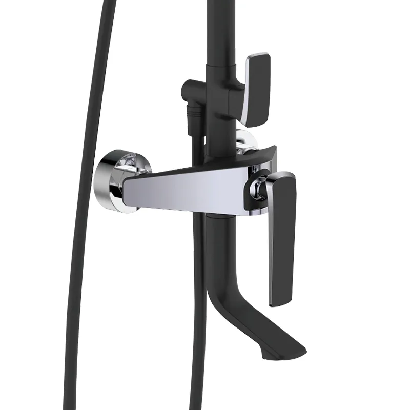 LA FONZA SHOWER COLUMN SLT1024-1002 MATTE BLACK BRASS BATHROOM SQUARE